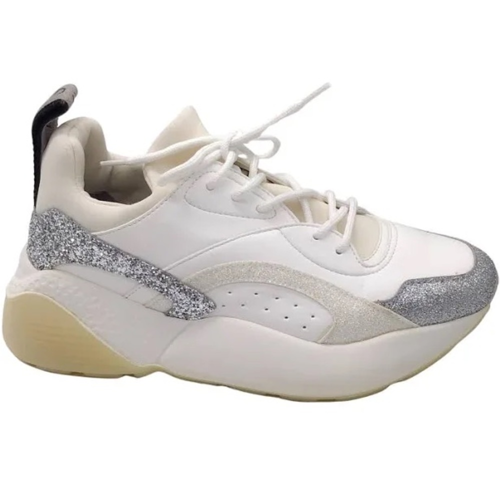 PRE-LOVED Stella McCartney Eclypse Lace-Up Leather Glitter Sneakers.